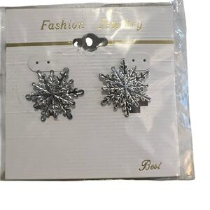 5/$25 Fashion Jewelry Silver Snowflake Earrings